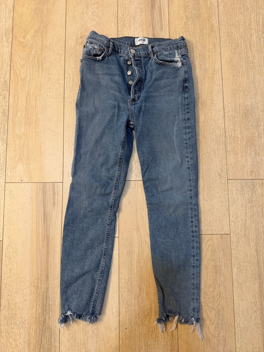 AGOLDE High Rise Button Fly Jeans Faded Blue Women’s Size 28